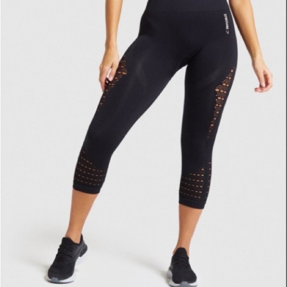 Gymshark Energy+ Seamless Cropped Leggings -Blac